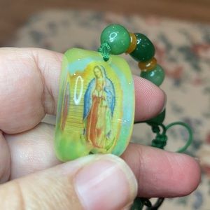 Major sale $4 was $12 New catholic mother Mary bracelet acrylic green adjustable